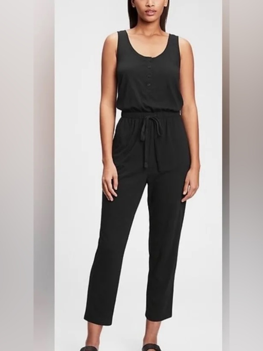 NWT Knit Henley Sleeveless Jumpsuit